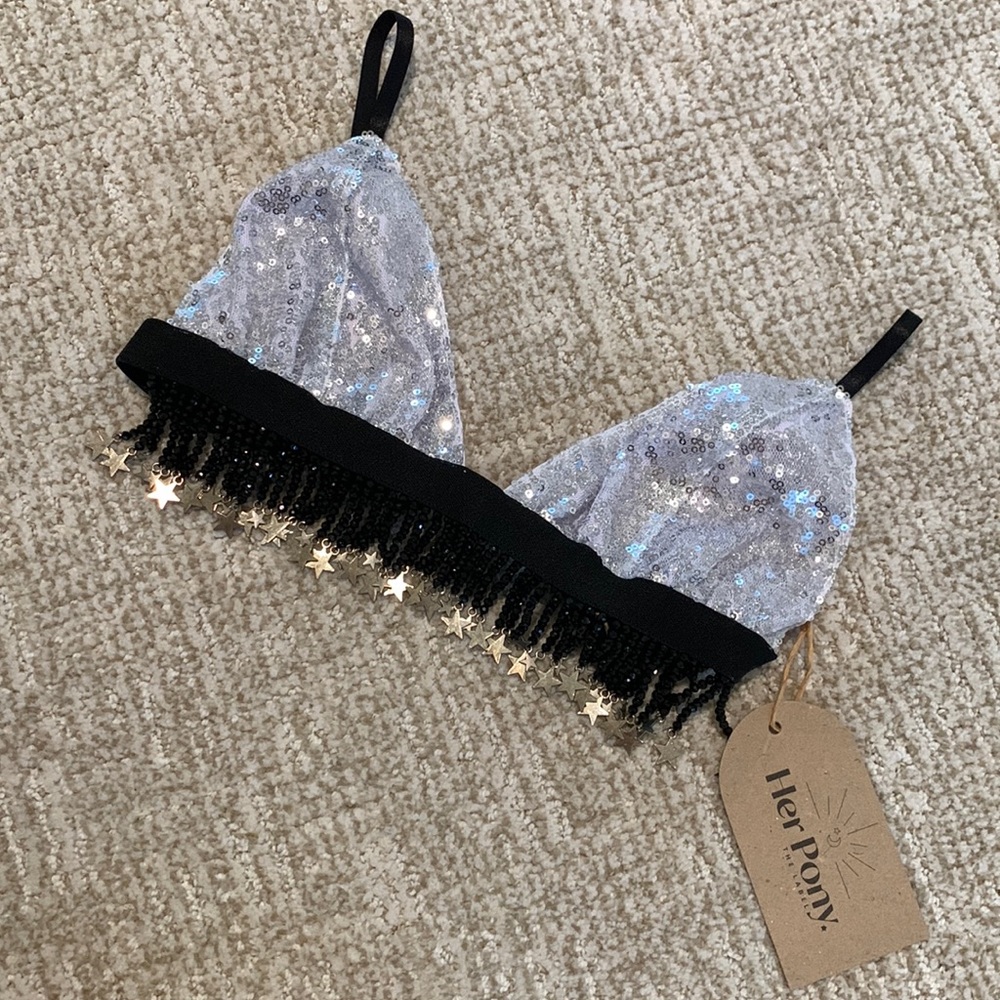 Her Pony the Label Silver Bralette Top